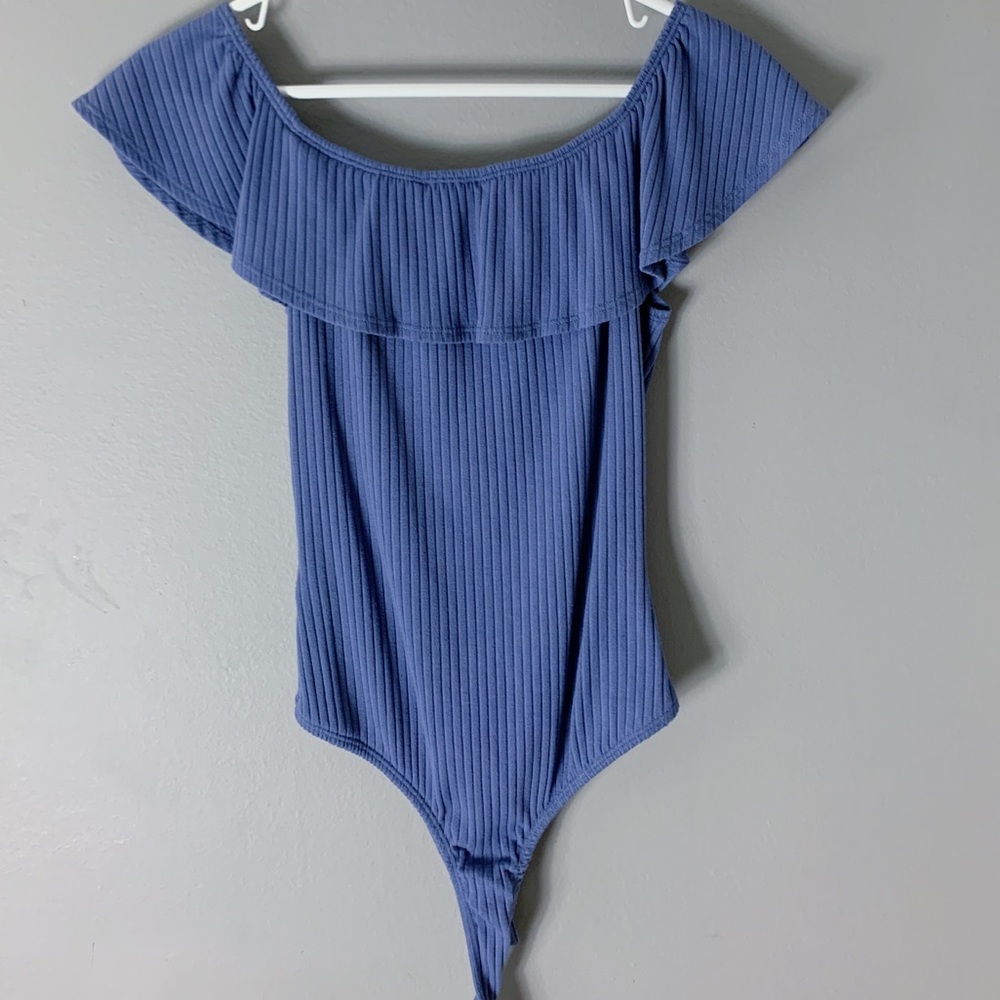 Blue Off The Shoulder Bodysuit